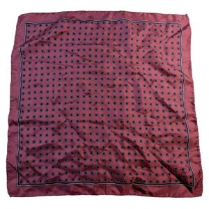 Vintage Silk Pocket Square Scarf Geometric Pattern Burgundy Blue Men Accessory